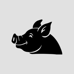 Obraz premium Pig head silhouette facing right – Ideal for farm logos, food packaging, or minimalist animal design.