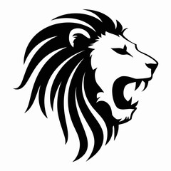 Fototapeta premium Lion head silhouette with concentric mane – Great for strength concepts, royalty branding, or bold graphic design