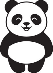cute panda cartoon illustration standing with wink friendly mascot design black white vector for children branding assets
