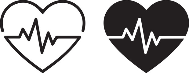 heartbeat heart emblem ecg line flat vector design medical fitness wellness symbol © AIcon Star