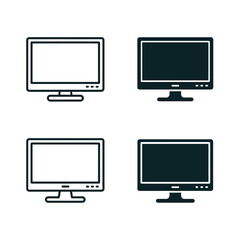 Modern flat screen computer monitor icons set technology digital display device set