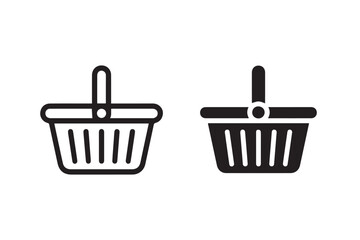 dual shopping basket icons outline and filled vector ecommerce cart symbols perfect for user interface design