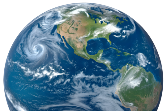 Earth From Space Showing North America and Hurricane planet globe