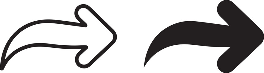 set of curved right arrow icons outline and solid versatile vector for interface forward share reply actions