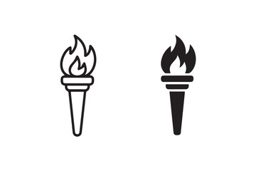 dual torch icons outline and solid styles flat vector symbol for branding and interface
