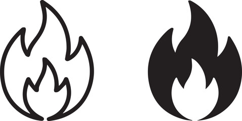 fire flame icon set outline and solid vector ai eps jpeg png minimal flat design for logos and ui