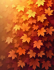 Obraz premium Autumn maple leaves background with warm colors and soft lighting