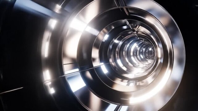 Futuristic Metal Tunnel with Circular Patterns