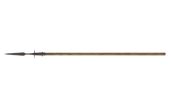 Ancient medieval spear with a wooden shaft