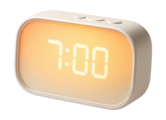 A digital clock with a sunrise feature for a gentle morning wake-up.
