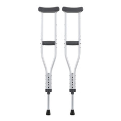 Pair of adjustable aluminum medical crutches for injury support