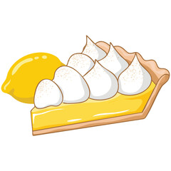 Slice of delicious lemon meringue pie on a white plate