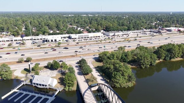 A breathtaking 4K aerial view captures the essence of The Woodlands, Texas, showcasing its distinctive master-planned beauty.