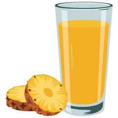  Ripe pineapple with slices and a tropical juice drink © azzedine