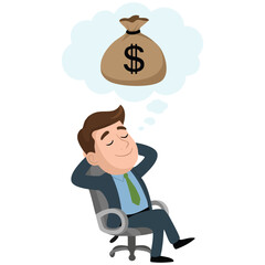  Businessman dreaming and fantasizing about making money