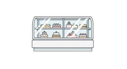Illustration of a Bakery Display Case with Cakes.