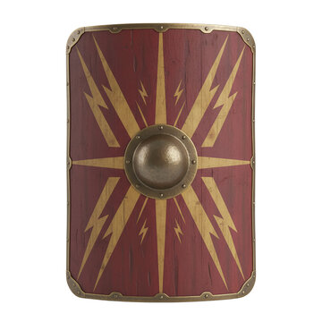 Ancient roman legionary shield with lightning bolts