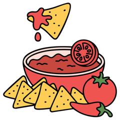  Salsa sauce in a bowl for nachos and tortilla chips