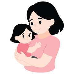  Mother gently hugging her daughter with love vector