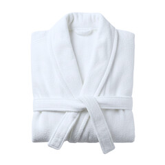 Folded white terry cloth bathrobe for spa and hotel