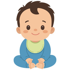  Illustration of a cute sitting baby on the floor