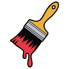  Paint can and a brush isolated objects vector