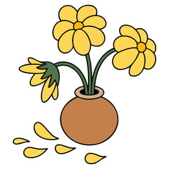  Wilted flower in a glass vase isolated vector