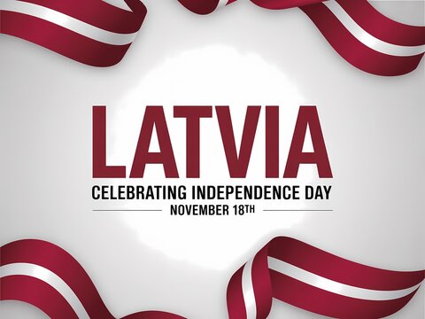 Latvia celebrating independence day november 18th with national flag ribbons and festive design - Powered by Adobe