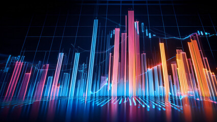 Dynamic Financial Growth Chart with Glowing Data Visualization
