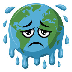 Planet earth character stop global warming concept
