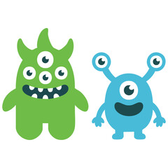 Set of cute monster characters funny style