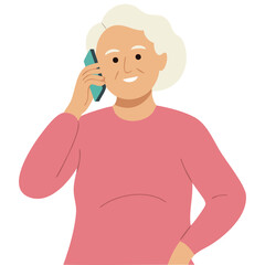 Grandmother talking on mobile phone