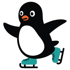 Penguin ice skating winter sports