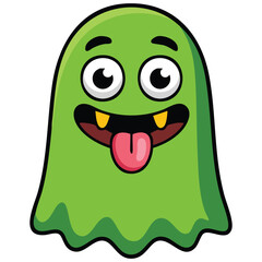 Silly blue cartoon ghost character vector illustration design