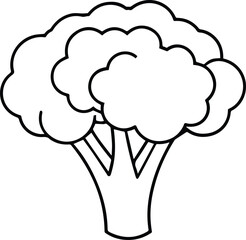Broccoli vegetable outline vector for coloring and design
