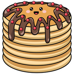 Sweet pancake kawaii cartoon design isolated vector illustration on white background