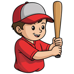 Kid playing baseball cartoon design isolated vector illustration on white background