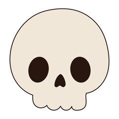 Funny Doodle Skull Character Halloween Icon. Childish Positive Vibrant Colored Holiday Autumn Part Decoration. Happy Halloween Mascot Symbol Skull Bone Cute Drawn Element.
