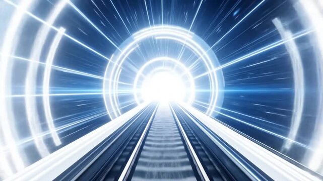 Futuristic Train Tunnel Journey to the Light