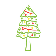 Handdrawn Christmas Pine
