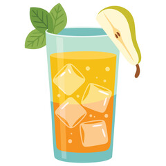 Glass with pear juice ice fruit isolated vector illustration on white background