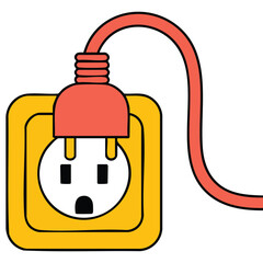 Electric outlet power socket isolated vector illustration on white background