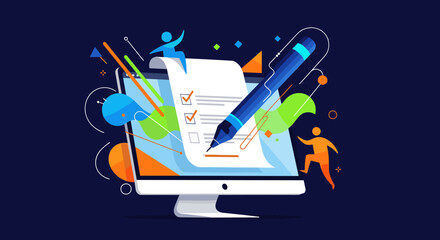 Digital Checklist and Task Management Concept Illustration.