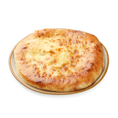 One delicious Megrelian khachapuri isolated on white