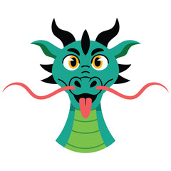 Dragon boat frontview traditional isolated vector illustration on white background