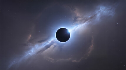 Abstract depiction of a black hole in deep space satellite