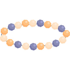 Colorful Beaded Bracelet with Orange Cream and Blue Pearls on Transparent Background