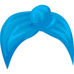Bright Blue Abstract Hair Accessory with Turban Knot Detail on Transparent Background Ideal for Fashion and Beauty Graphics