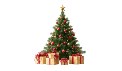 Christmas tree with presents.  A digital rendering of a Christmas tree with presents beneath