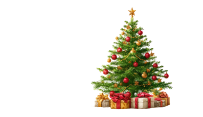 Christmas tree with gifts.  Digital illustration